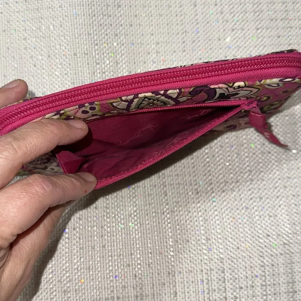 Vera Bradley Fuchsia Green Purple Paisley Wristlet Wallet - Picture 7 of 12
